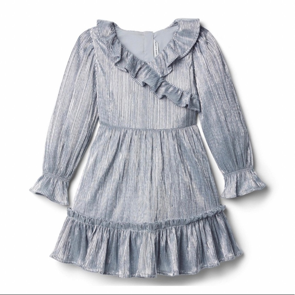 Metallic Plisse Ruffle Dress